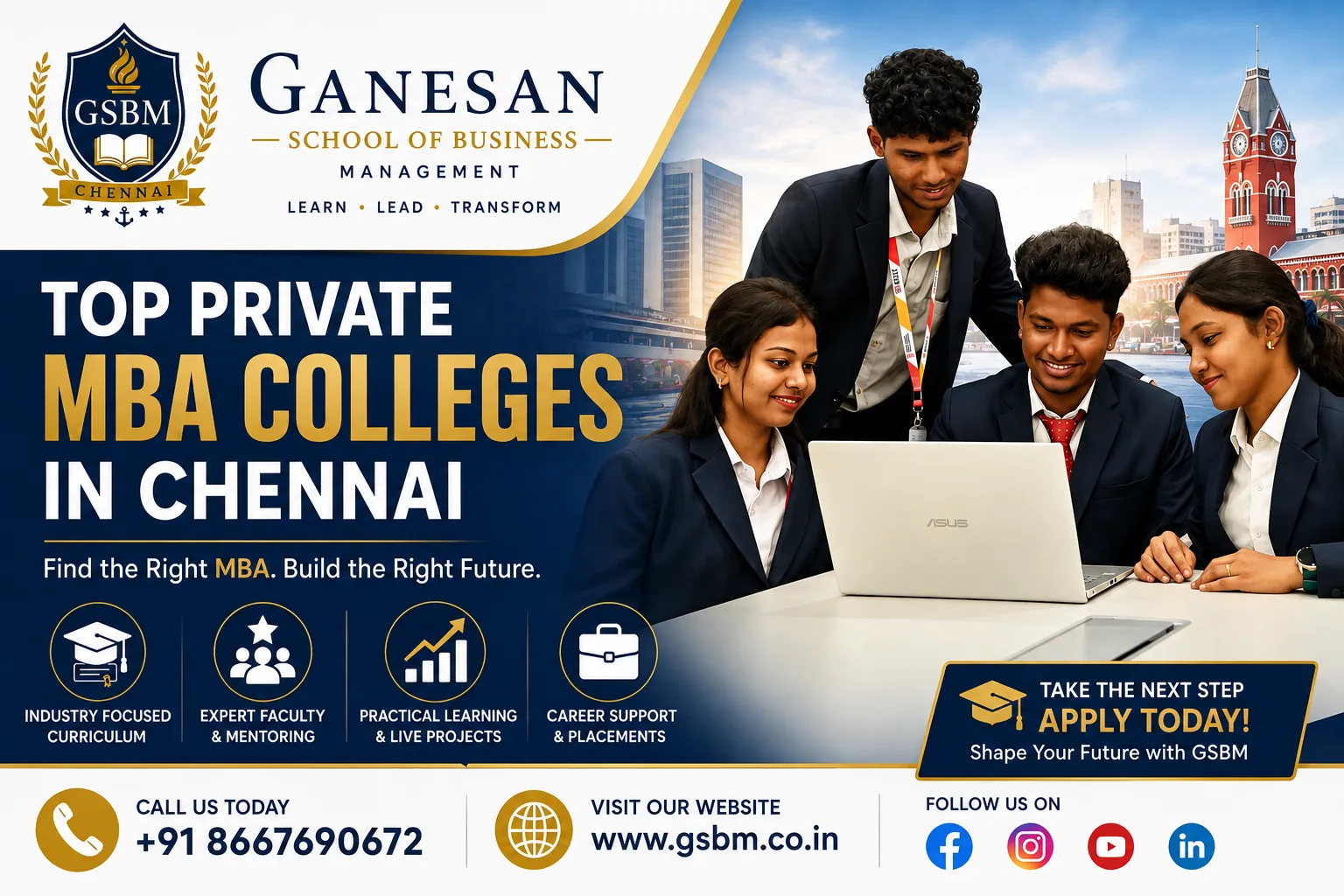 Top private MBA colleges in Chennai and MBA education at GSBM